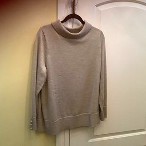 Talbots Woman 88% Merino Wool with Metallic Thread Beige 1X Sweater